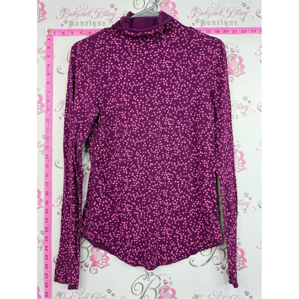 GAP long sleeve feather Purple Long Sleeve Turtleneck with Pink Dot Print